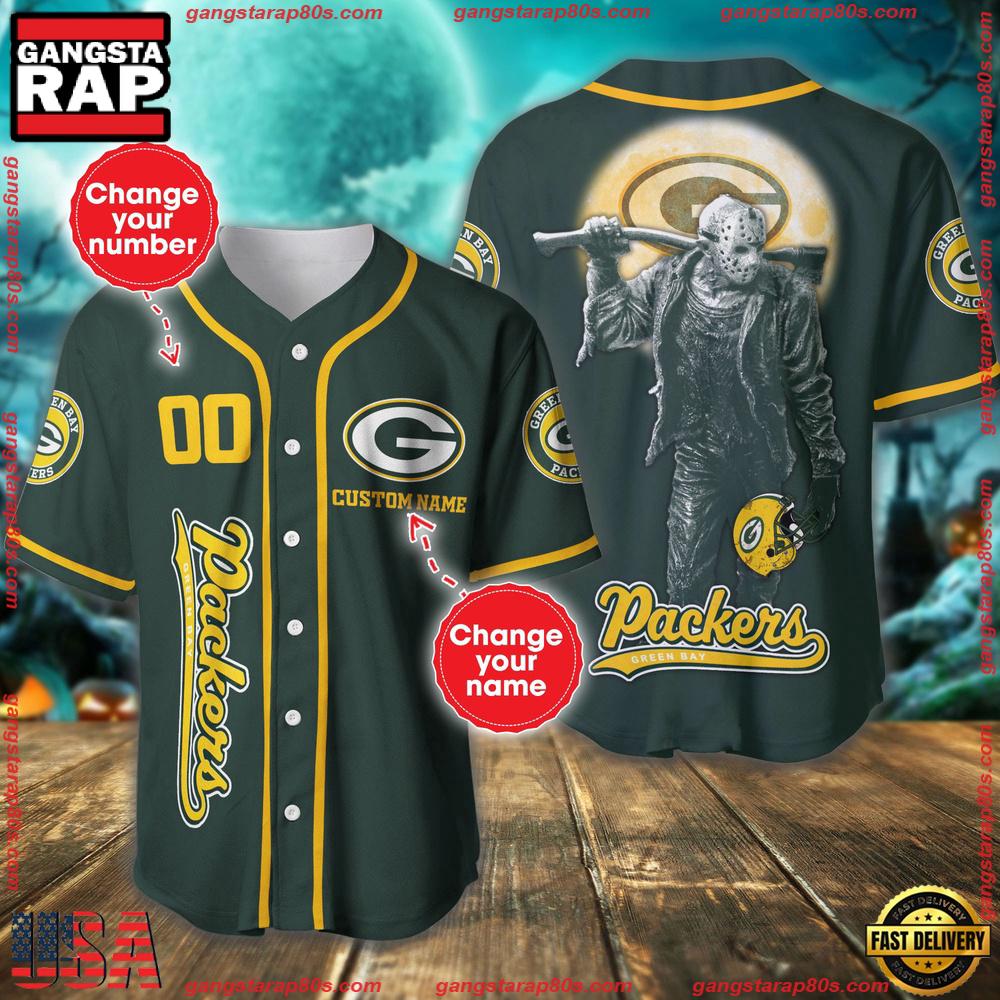 Custom Name And Number Green Bay Packers NFL Horror 3D Baseball Jersey Shirt