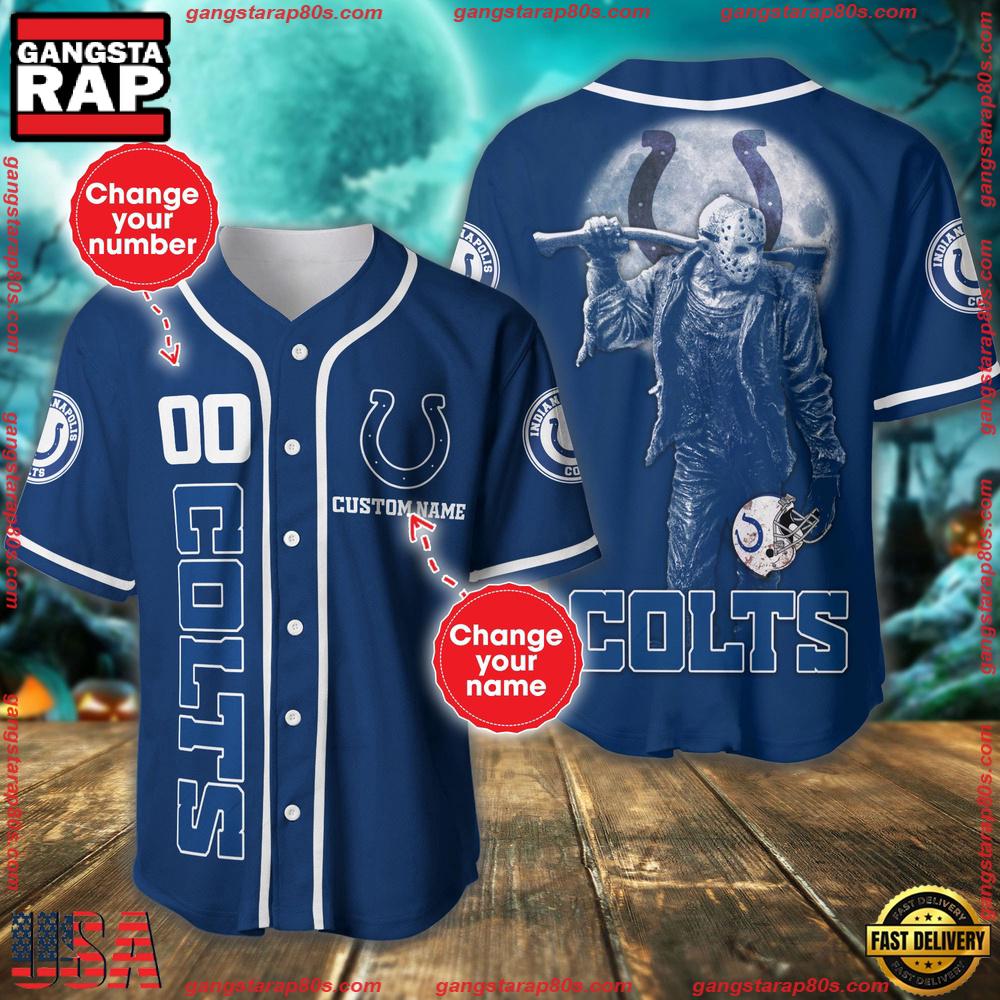 NFL Custom Name Number Indianapolis Colts Horror 3D New Design Baseball Jersey Shirt NFL Custom Name Number Indianapolis Colts Horror 3D New Design Baseball Jersey Shirt