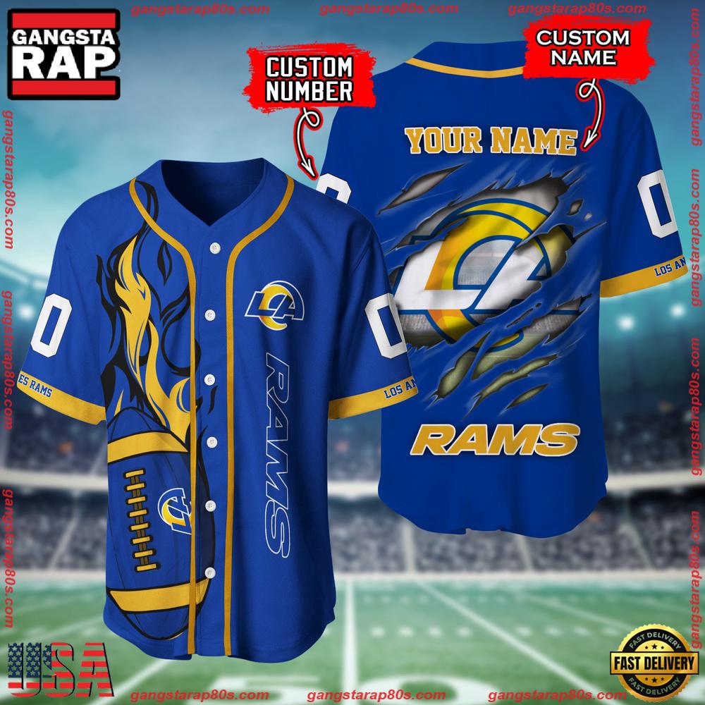 NFL Custom Name Number Los Angeles Rams Football Team Baseball Jersey Shirt NFL Custom Name Number Los Angeles Rams Football Team Baseball Jersey Shirt