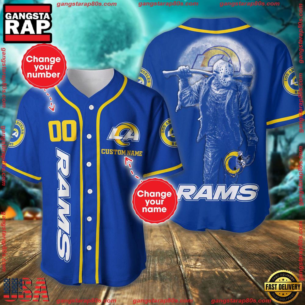 NFL Custom Name Number Los Angeles Rams Horror 3D New Design Baseball Jersey Shirt NFL Custom Name Number Los Angeles Rams Horror 3D New Design Baseball Jersey Shirt