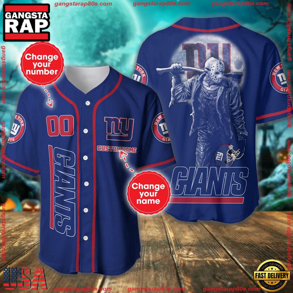 NFL Custom Name Number New York Giants Horror 3D New Design Baseball Jersey Shirt NFL Custom Name Number New York Giants Horror 3D New Design Baseball Jersey Shirt