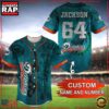 NFL Custom Name Number Miami Dolphins Baseball Jersey Shirt 2 Custom Name And Number NFL Team Miami Dolphins Baseball Jersey Shirt