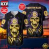 Custom Name And Number NFL Team Minnesota Vikings Skull Pattern Baseball Jersey Shirt