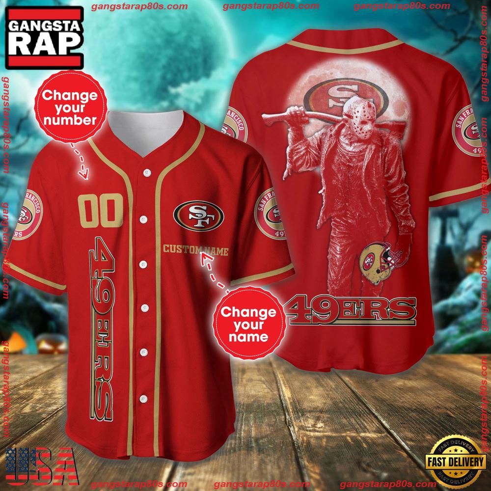 NFL Custom Name Number San Francisco 49ers Horror 3D New Design Baseball Jersey Shirt NFL Custom Name Number San Francisco 49ers Horror 3D New Design Baseball Jersey Shirt