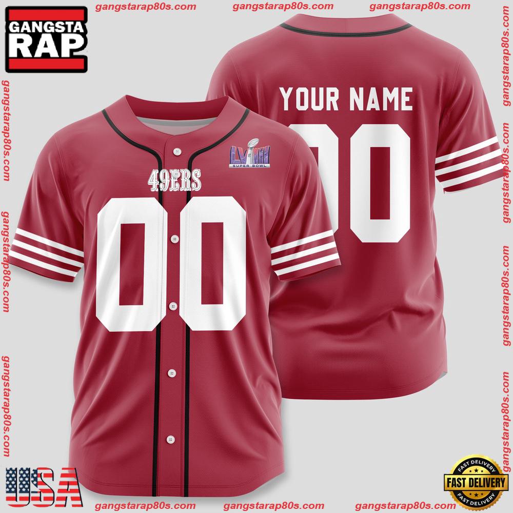 NFL Custom Name Number San Francisco 49ers Design Baseball Jersey Shirt NFL Custom Name Number San Francisco 49ers Design Baseball Jersey Shirt