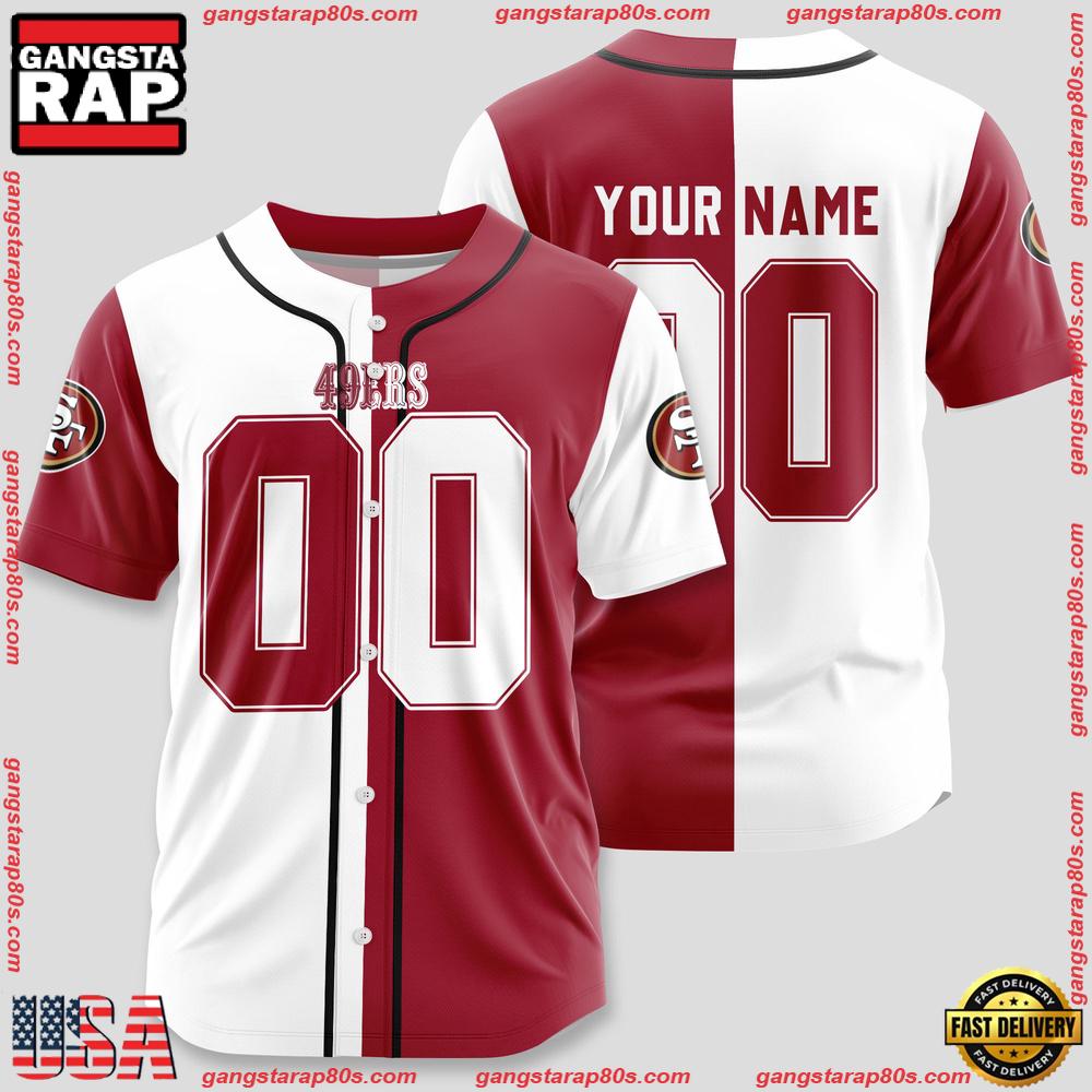 NFL Custom Name Number San Francisco 49ers Designs Baseball Jersey Shirt NFL Custom Name Number San Francisco 49ers Designs Baseball Jersey Shirt