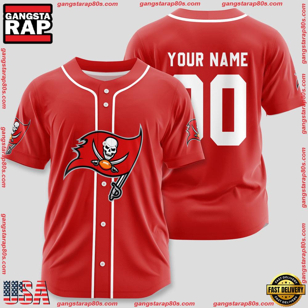 NFL Custom Name Number Tampa Bay Buccaneers Team Baseball Jersey Shirt NFL Custom Name Number Tampa Bay Buccaneers Team Baseball Jersey Shirt