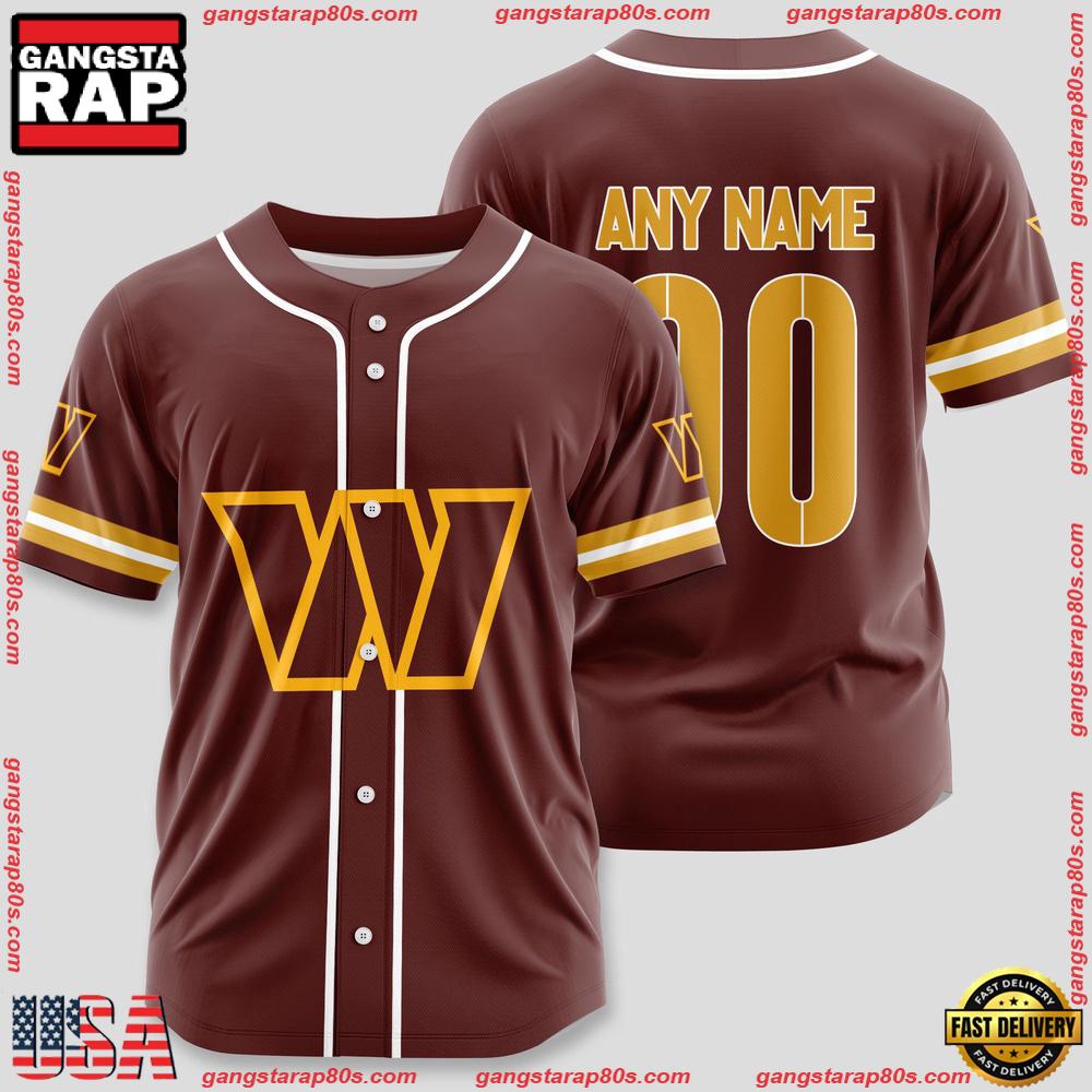 NFL Custom Name Number Washington Commanders Sport Baseball Jersey Shirt NFL Custom Name Number Washington Commanders Sport Baseball Jersey Shirt