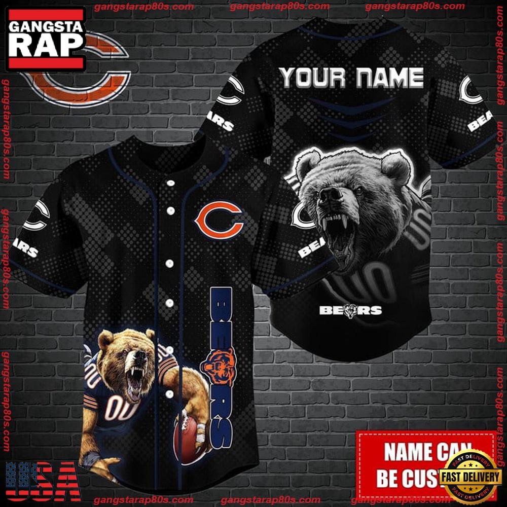 NFL Custom Name Chicago Bears Mascot Baseball Jersey NFL Custom Name Chicago Bears Mascot Baseball Jersey