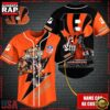 NFL Custom Name Cincinnati Bengals Mascot And Skull New Design Baseball Jersey 3 Custom Name NFL Cincinnati Bengals Mascot And Skull Baseball Jersey