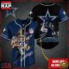 NFL Custom Name Dallas Cowboys Mascot And Skull New Design Baseball Jersey 2 Custom Name NFL Dallas Cowboys Mascot And Skull Baseball Jersey