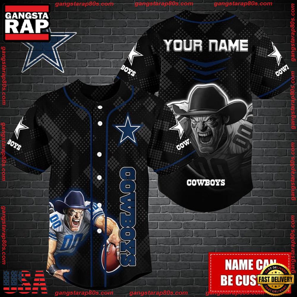 Custom Name NFL Dallas Cowboys Mascot Baseball Jersey