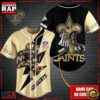 NFL Custom Name New Orleans Saints Mascot And Skull New Design Baseball Jersey 3 Custom Name NFL New Orleans Saints Mascot And Skull Baseball Jersey