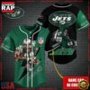 NFL Custom Name New York Jets Mascot And Skull New Design Baseball Jersey 2 Custom Name NFL New York Jets Mascot And Skull Baseball Jersey