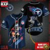 Custom Name NFL Tennessee Titans Mascot And Skull Baseball Jersey