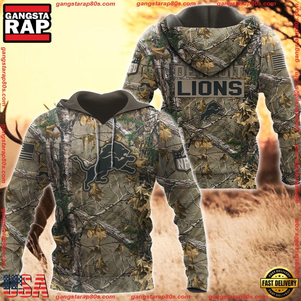 NFL  Detroit Lions  Hunting Camo 3D Hoodies