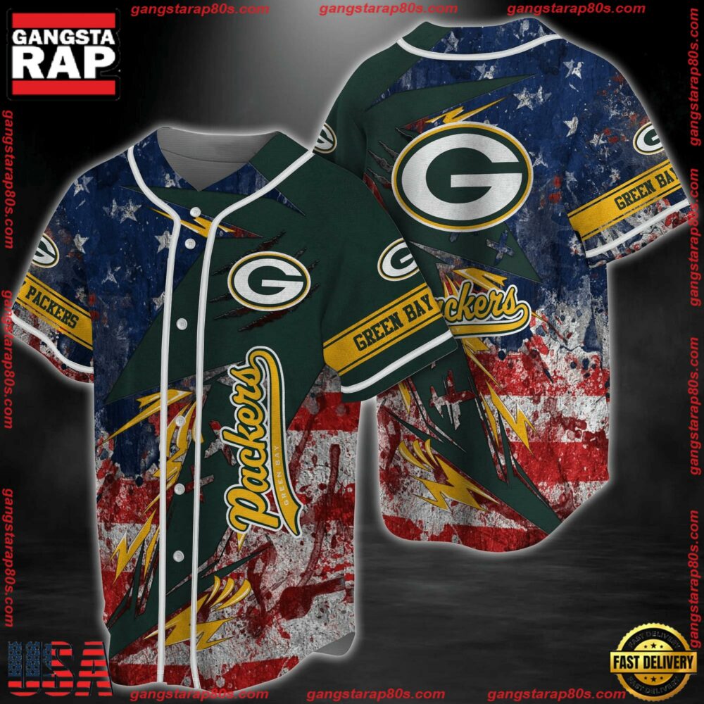 Green Bay Packers NFL Baseball Jersey Shirt