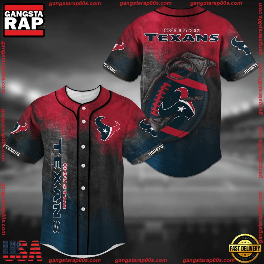 Houston Texans NFL Baseball Jersey Shirts