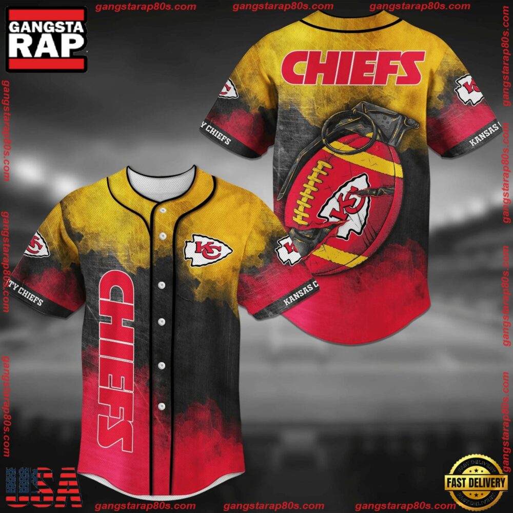 NFL Kansas City Chiefs New Design Baseball Jersey Shirt NFL Kansas City Chiefs New Design Baseball Jersey Shirt