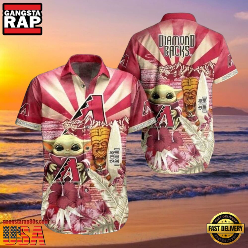 MLB Arizona Diamondbacks Baby Yoda Tiki Fantasy Style Hot Trending Summer Hawaiian Shirt MLB Arizona Diamondbacks Baby Yoda Tiki Fantasy Style Hot Trending Summer Hawaiian Shirt