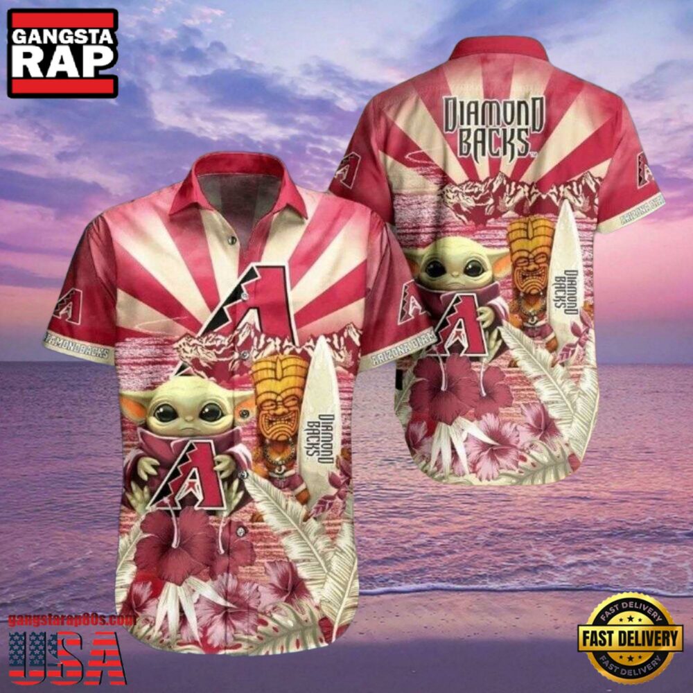 MLB Arizona Diamondbacks Baby Yoda Tiki Fantasy Style Hot Trending Summer Hawaiian Shirt MLB Arizona Diamondbacks Baby Yoda Tiki Fantasy Style Hot Trending Summer Hawaiian Shirt