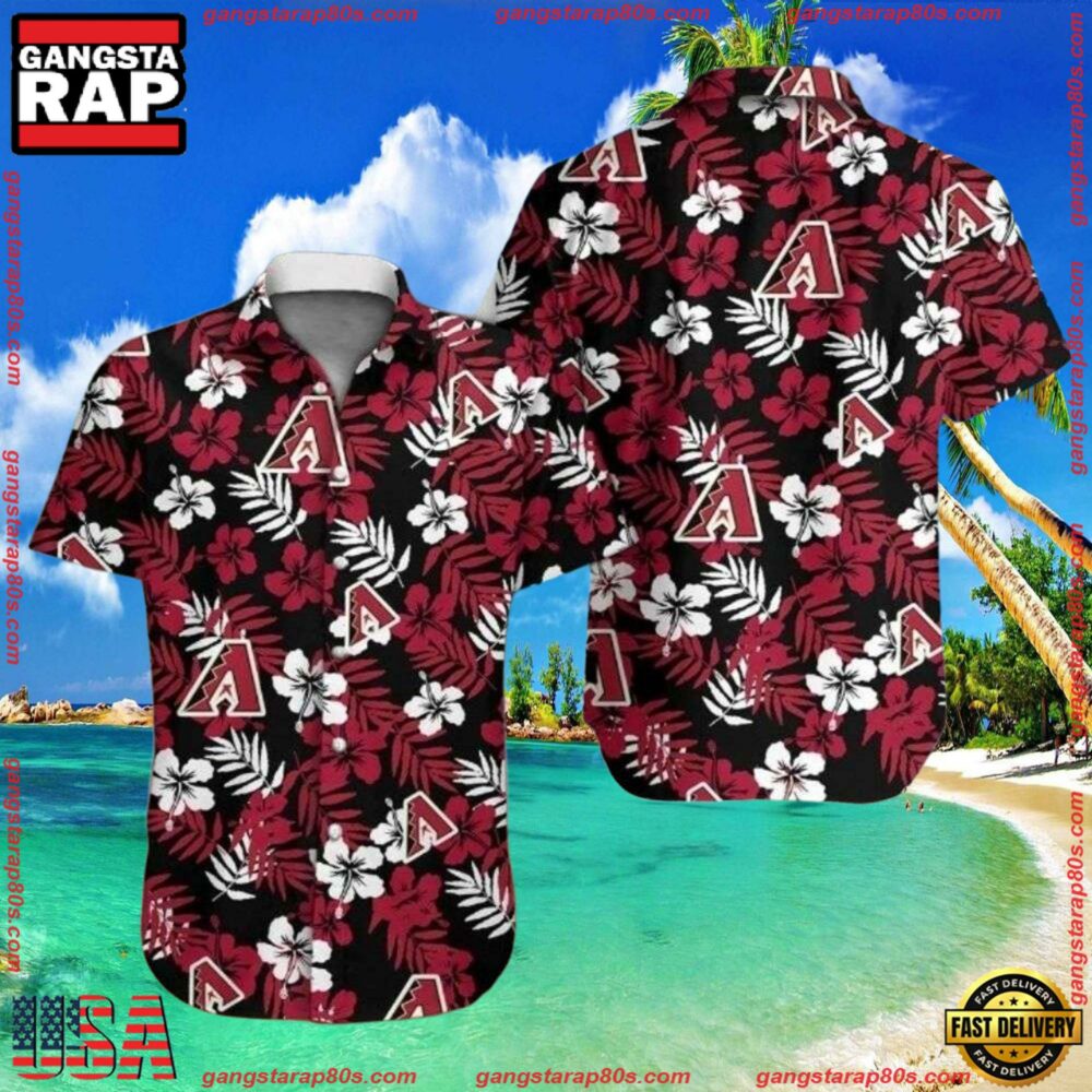 MLB Arizona Diamondbacks Black Floral Elegance Hawaiian Shirts MLB Arizona Diamondbacks Black Floral Elegance Hawaiian Shirts
