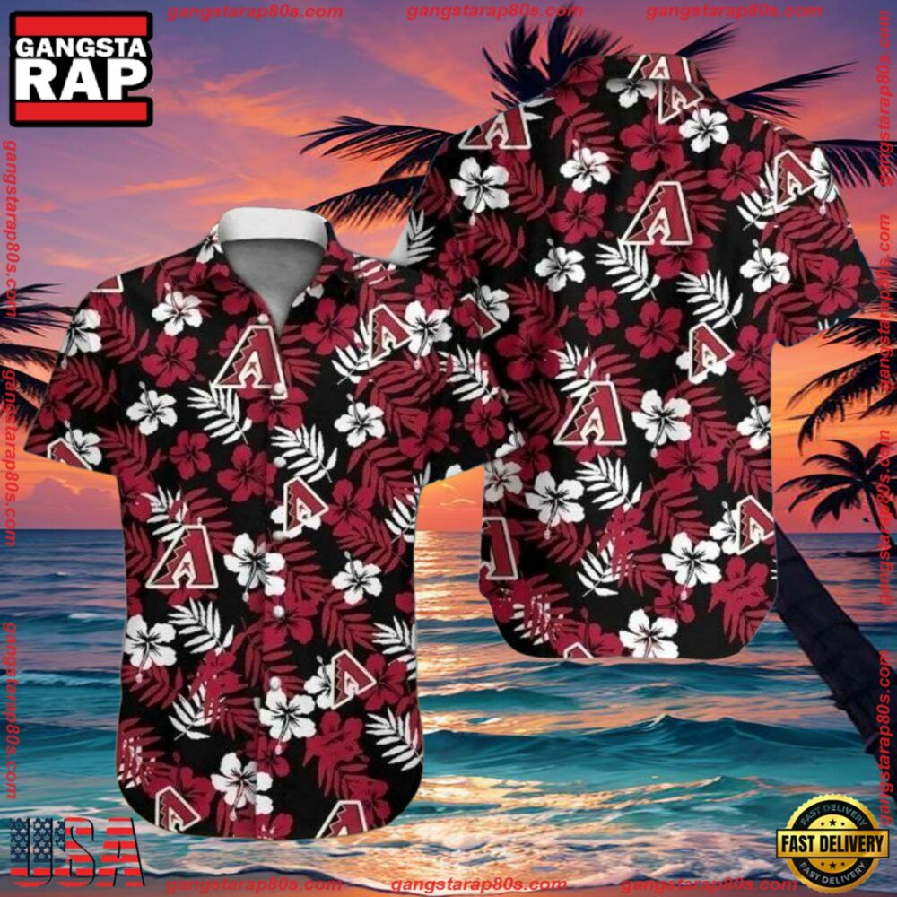 MLB Arizona Diamondbacks Black Floral Elegance Hawaiian Shirts MLB Arizona Diamondbacks Black Floral Elegance Hawaiian Shirts