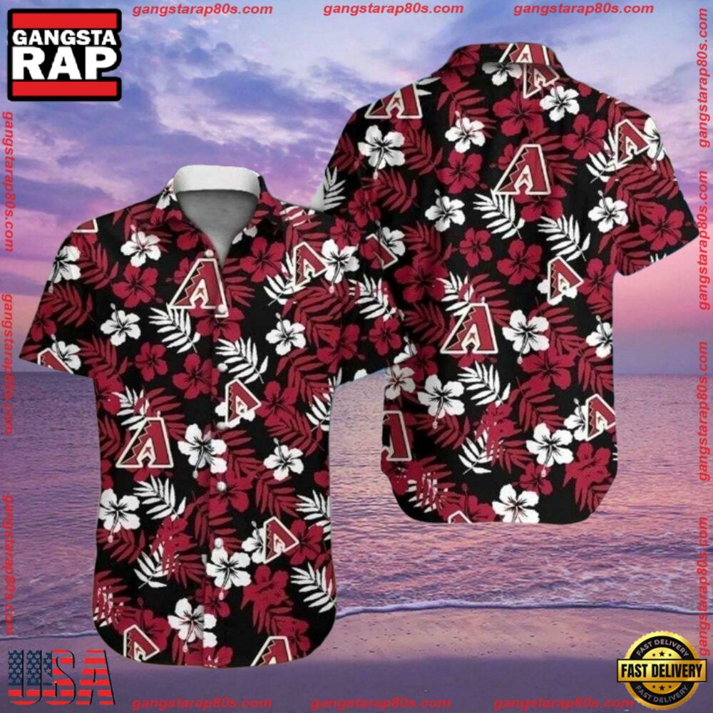 MLB Arizona Diamondbacks Black Floral Elegance Hawaiian Shirts MLB Arizona Diamondbacks Black Floral Elegance Hawaiian Shirts