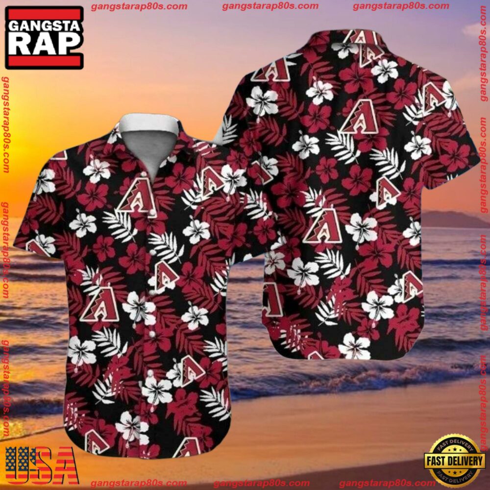 MLB Arizona Diamondbacks Black Floral Elegance Hawaiian Shirts MLB Arizona Diamondbacks Black Floral Elegance Hawaiian Shirts