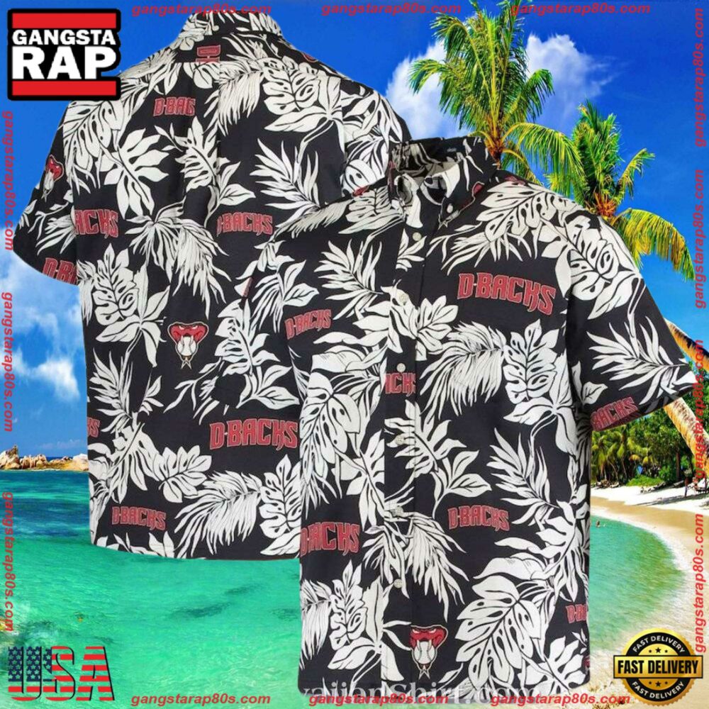 MLB Arizona Diamondbacks Botanical Hawaiian Shirt Monochrome EleganceGroup MLB Arizona Diamondbacks Botanical Hawaiian Shirt Monochrome EleganceGroup