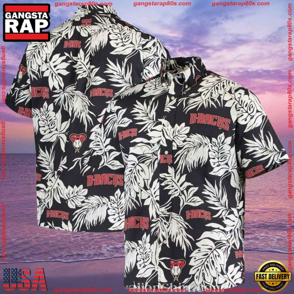 MLB Arizona Diamondbacks Botanical Hawaiian Shirt Monochrome EleganceGroup MLB Arizona Diamondbacks Botanical Hawaiian Shirt Monochrome EleganceGroup