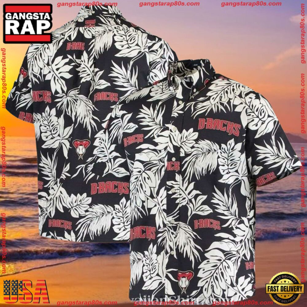 MLB Arizona Diamondbacks Botanical Hawaiian Shirt Monochrome EleganceGroup MLB Arizona Diamondbacks Botanical Hawaiian Shirt Monochrome EleganceGroup