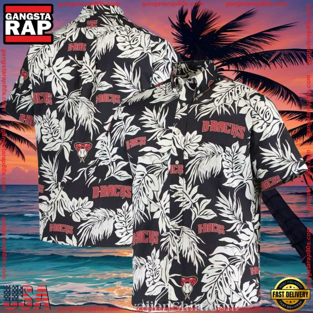 MLB Arizona Diamondbacks Botanical Hawaiian Shirt Monochrome EleganceGroup MLB Arizona Diamondbacks Botanical Hawaiian Shirt Monochrome EleganceGroup