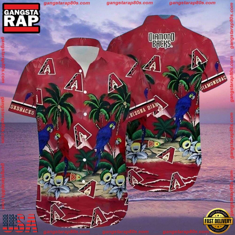 MLB Arizona Diamondbacks Exotic Birds And Foliage Tropical Hawaiian Shirts MLB Arizona Diamondbacks Exotic Birds And Foliage Tropical Hawaiian Shirts