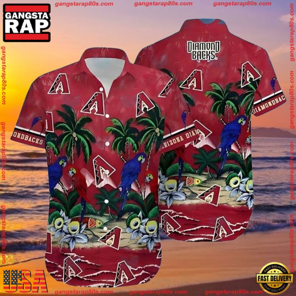 MLB Arizona Diamondbacks Exotic Birds And Foliage Tropical Hawaiian Shirts MLB Arizona Diamondbacks Exotic Birds And Foliage Tropical Hawaiian Shirts