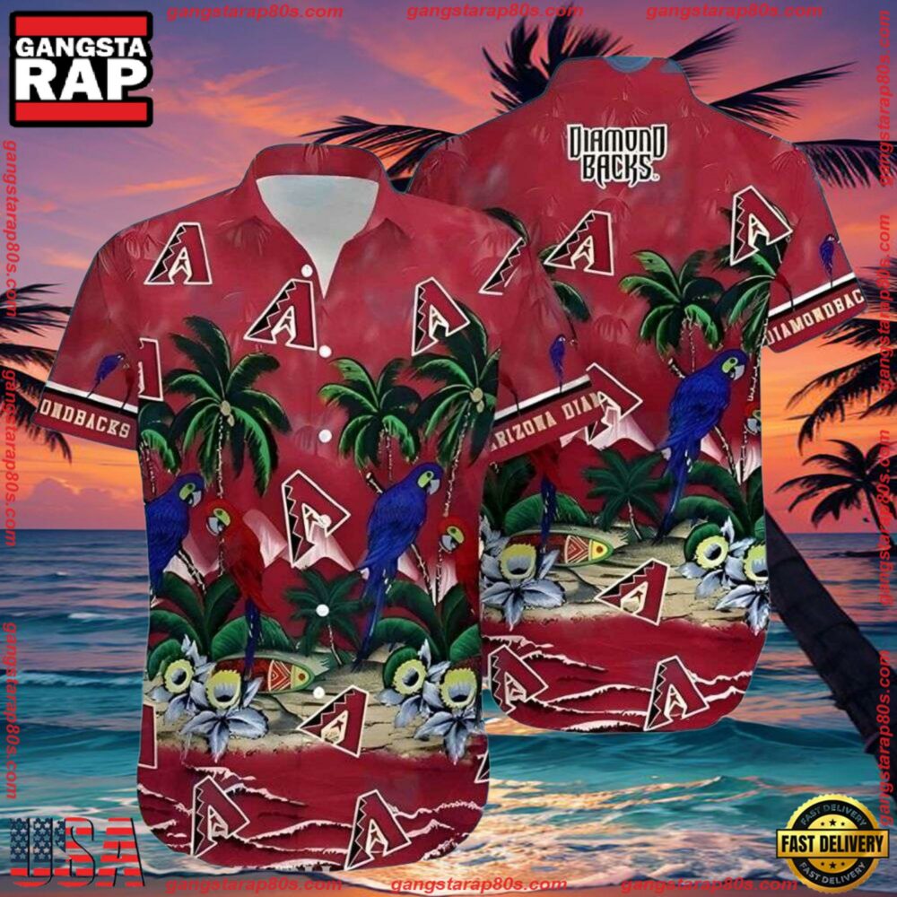 MLB Arizona Diamondbacks Exotic Birds And Foliage Tropical Hawaiian Shirts MLB Arizona Diamondbacks Exotic Birds And Foliage Tropical Hawaiian Shirts