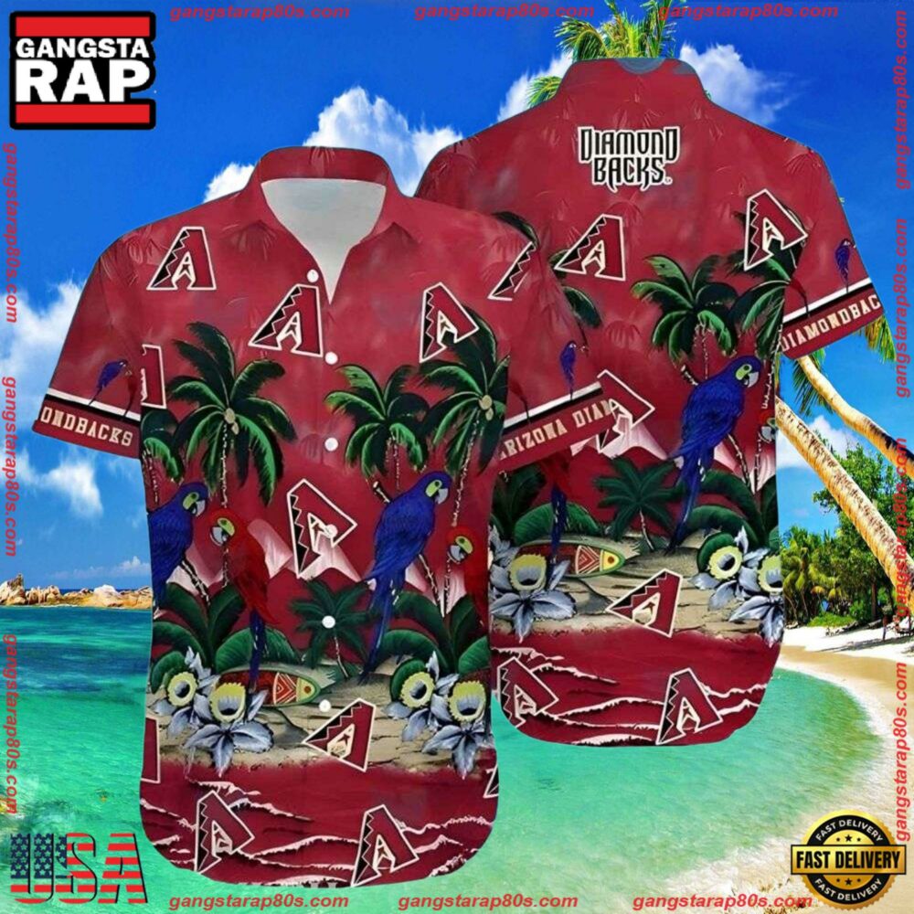 MLB Arizona Diamondbacks Exotic Birds And Foliage Tropical Hawaiian Shirts MLB Arizona Diamondbacks Exotic Birds And Foliage Tropical Hawaiian Shirts
