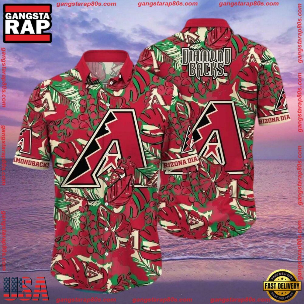 MLB Arizona Diamondbacks Green Foliage Aloha Shirts MLB Arizona Diamondbacks Green Foliage Aloha Shirts