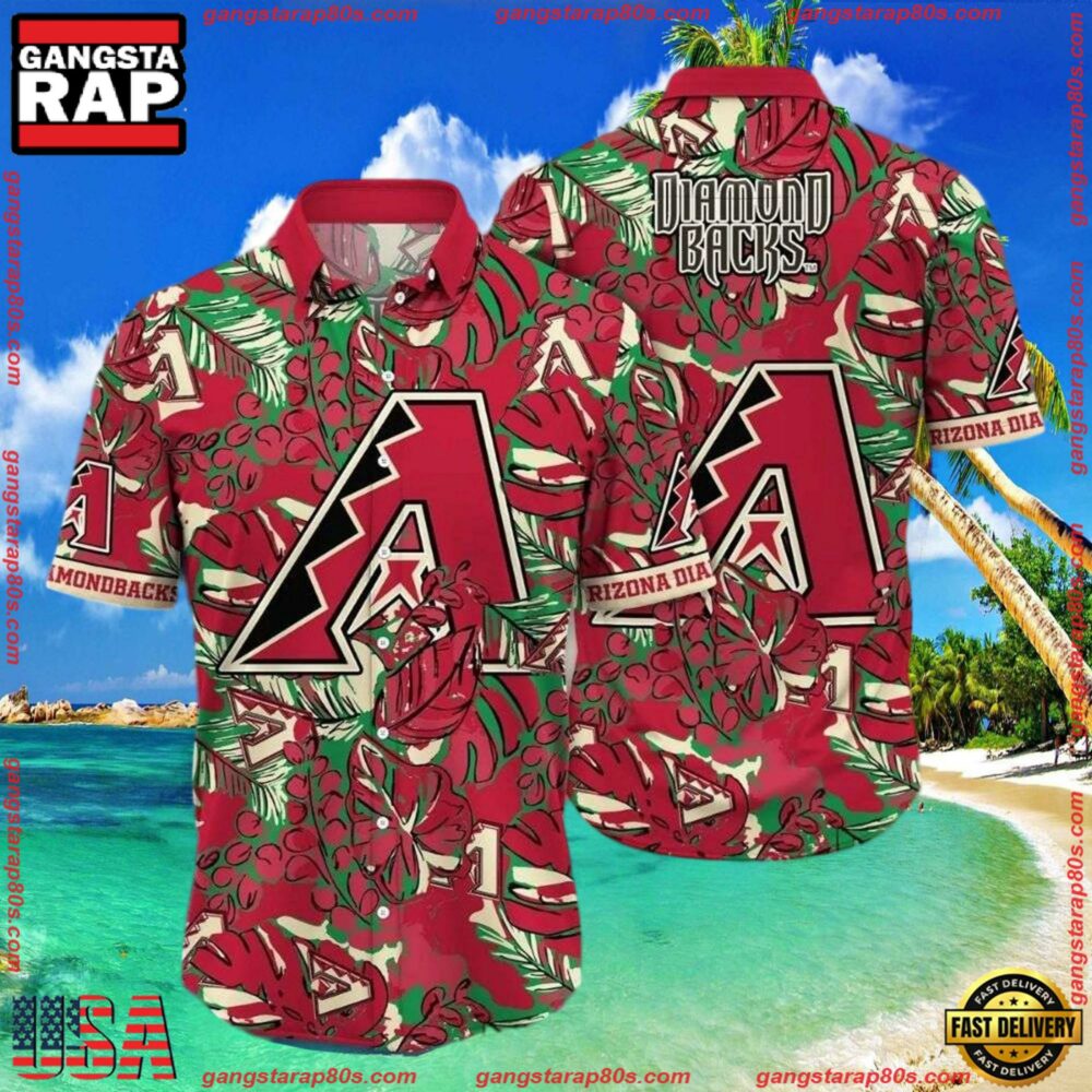 MLB Arizona Diamondbacks Green Foliage Aloha Shirts MLB Arizona Diamondbacks Green Foliage Aloha Shirts