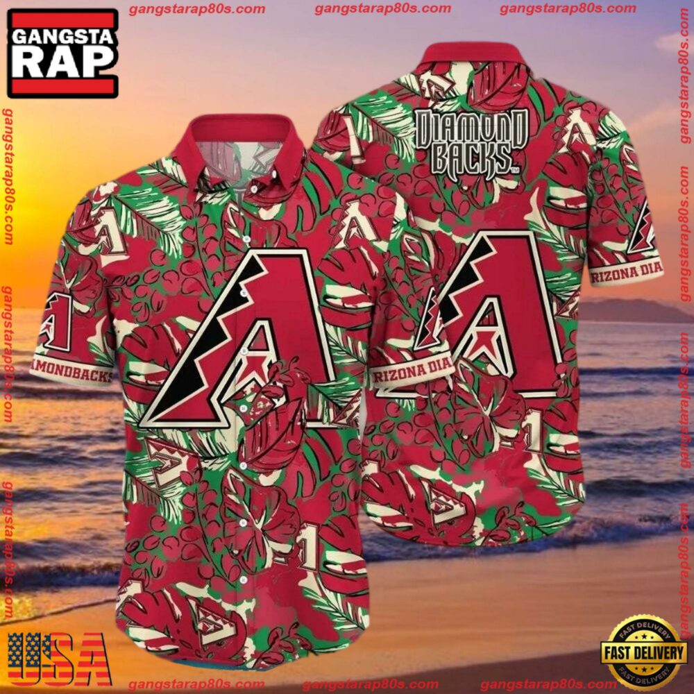 MLB Arizona Diamondbacks Green Foliage Aloha Shirts MLB Arizona Diamondbacks Green Foliage Aloha Shirts