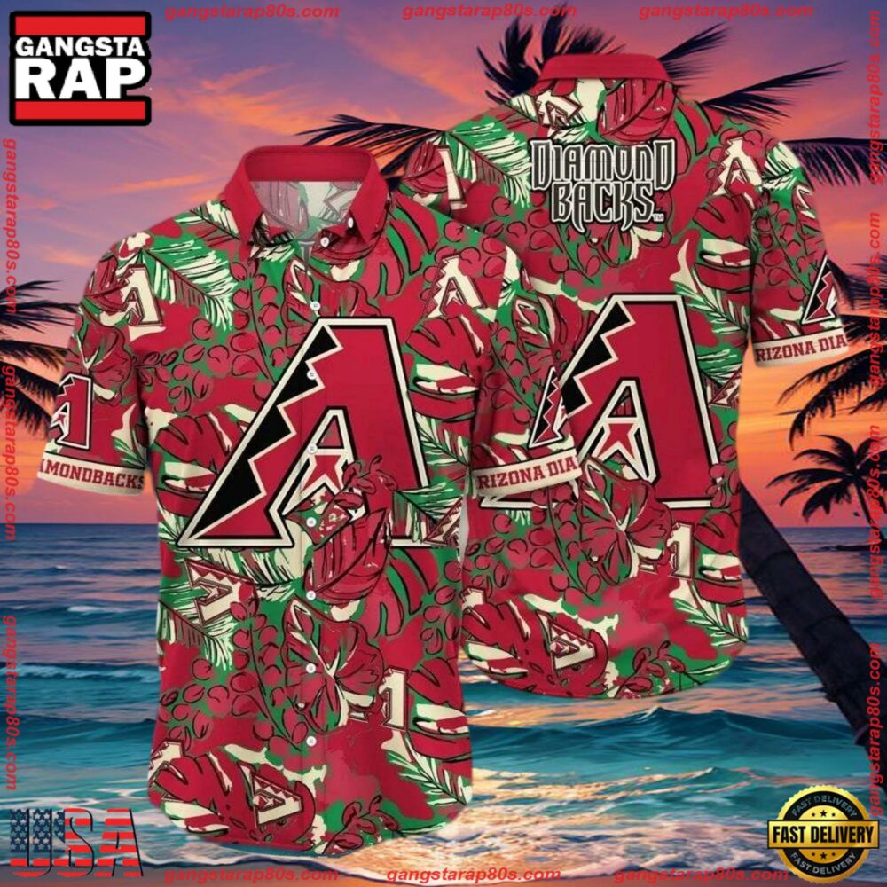 MLB Arizona Diamondbacks Green Foliage Aloha Shirts MLB Arizona Diamondbacks Green Foliage Aloha Shirts