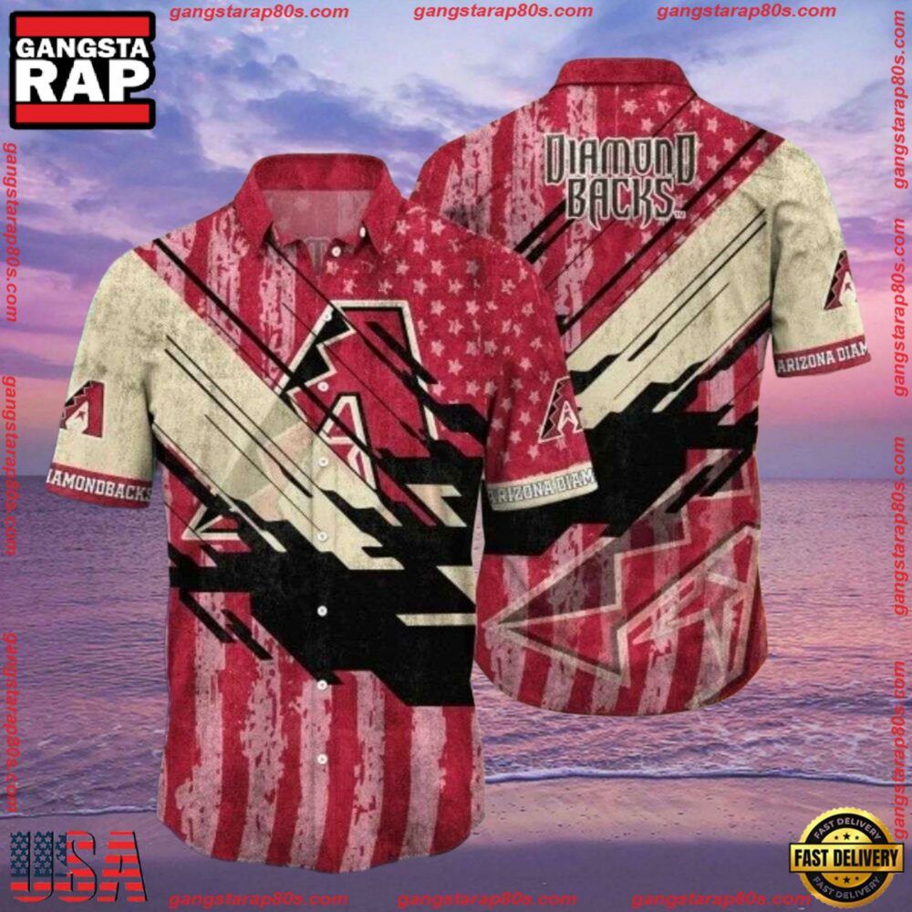 MLB Arizona Diamondbacks Grunge Stripes Hawaiian Shirts MLB Arizona Diamondbacks Grunge Stripes Hawaiian Shirts