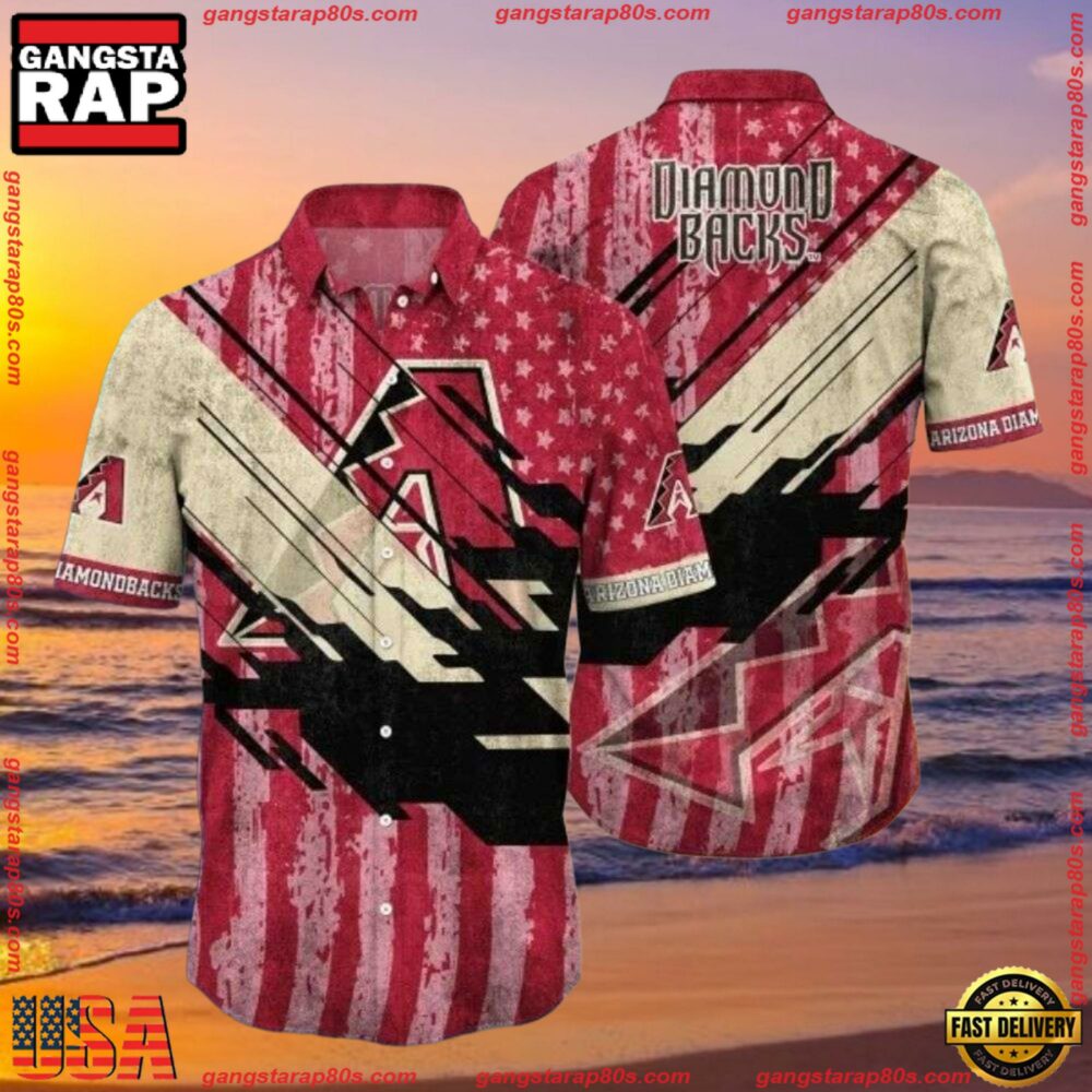 MLB Arizona Diamondbacks Grunge Stripes Hawaiian Shirts MLB Arizona Diamondbacks Grunge Stripes Hawaiian Shirts