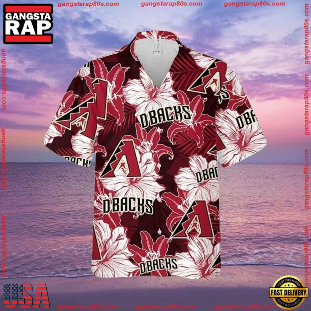 MLB Arizona Diamondbacks Lush Floral Overlay Aloha Shirts MLB Arizona Diamondbacks Lush Floral Overlay Aloha Shirts
