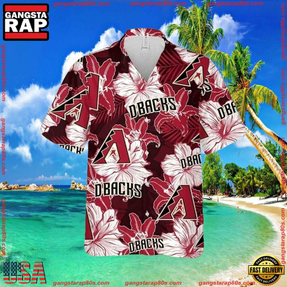 MLB Arizona Diamondbacks Lush Floral Overlay Aloha Shirts MLB Arizona Diamondbacks Lush Floral Overlay Aloha Shirts