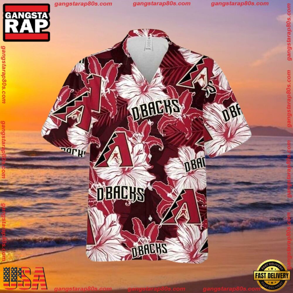 MLB Arizona Diamondbacks Lush Floral Overlay Aloha Shirts MLB Arizona Diamondbacks Lush Floral Overlay Aloha Shirts