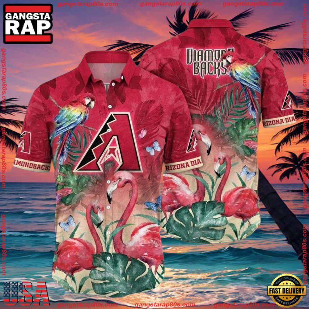 MLB Arizona Diamondbacks Parrot Paradise Summer Hawaiian Shirt MLB Arizona Diamondbacks Parrot Paradise Summer Hawaiian Shirt