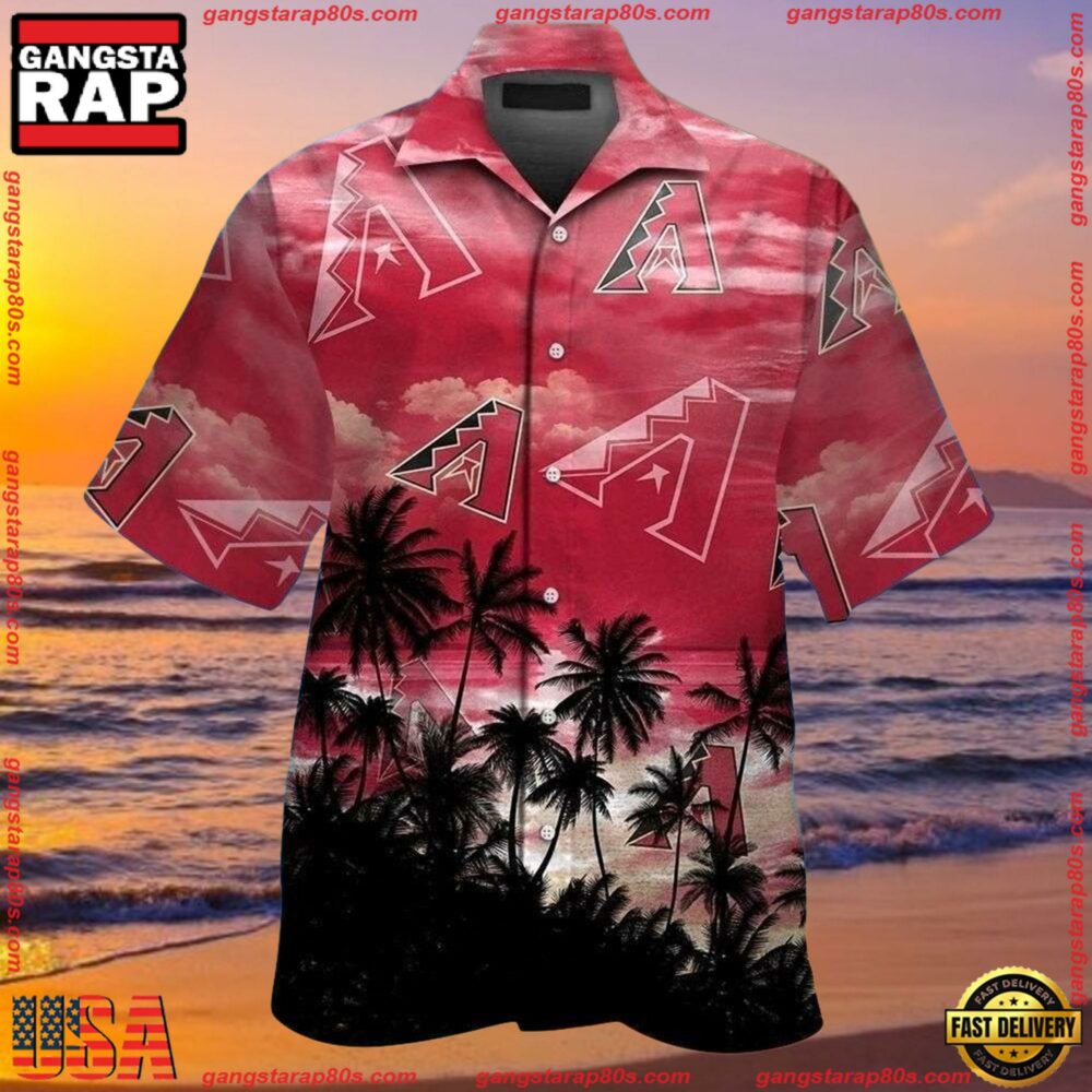 MLB Arizona Diamondbacks Pink Skies Palm Summer Aloha Shirt MLB Arizona Diamondbacks Pink Skies Palm Summer Aloha Shirt