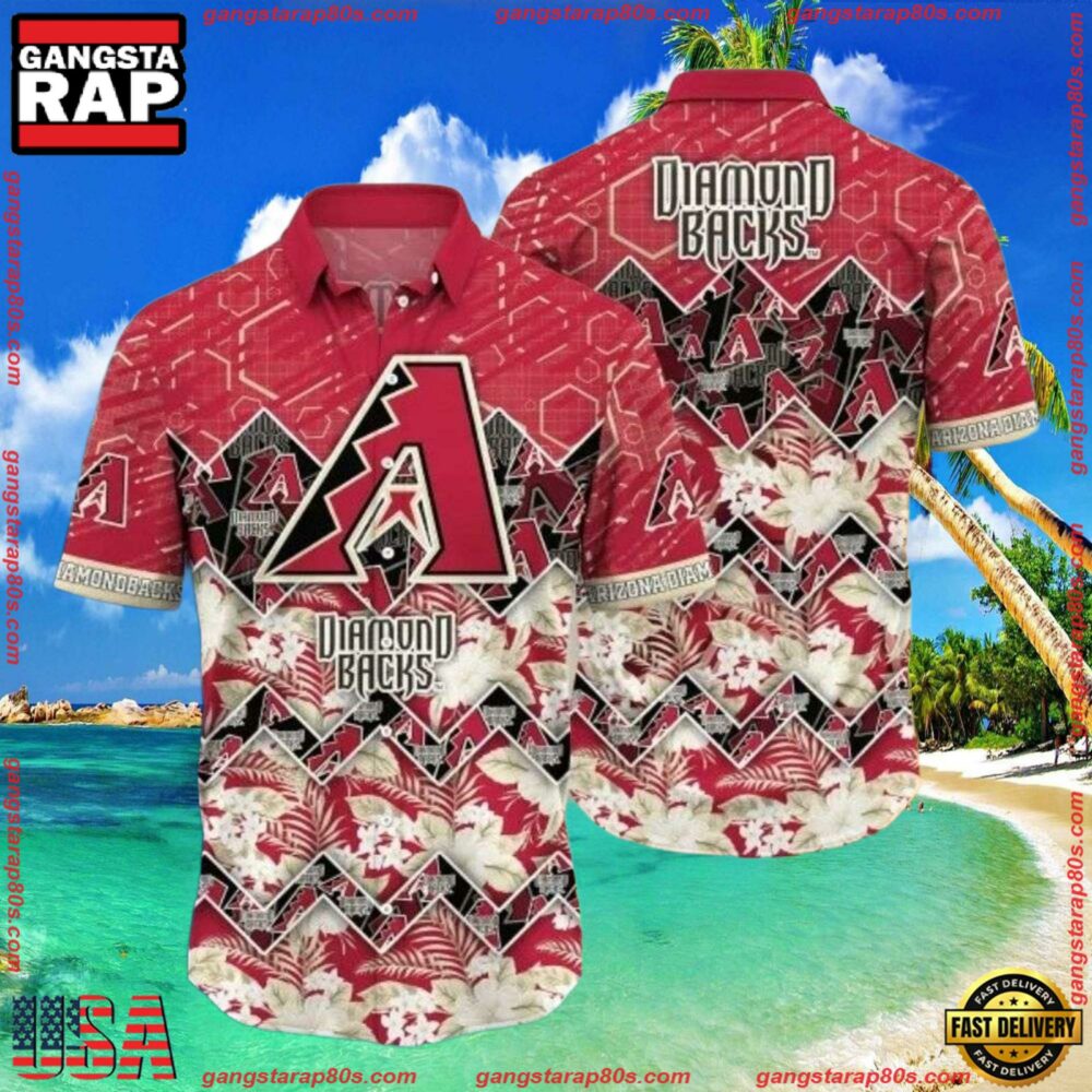 MLB Arizona Diamondbacks Red Circuit Summer Hawaiian Shirt MLB Arizona Diamondbacks Red Circuit Summer Hawaiian Shirt