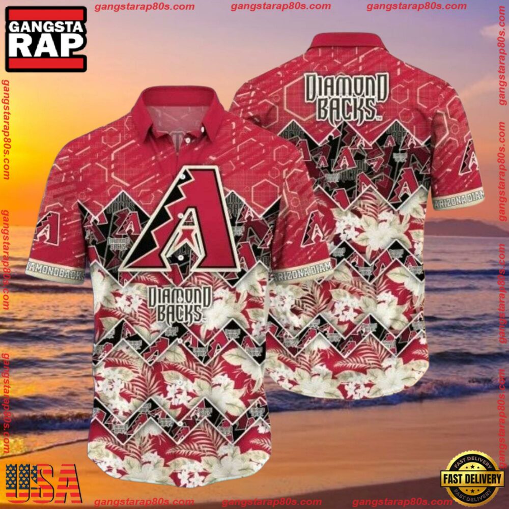 MLB Arizona Diamondbacks Red Circuit Summer Hawaiian Shirt MLB Arizona Diamondbacks Red Circuit Summer Hawaiian Shirt